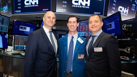 CEO Hubertus Mühlhäuser, CFO Max Chiara on the floor of the NYSE