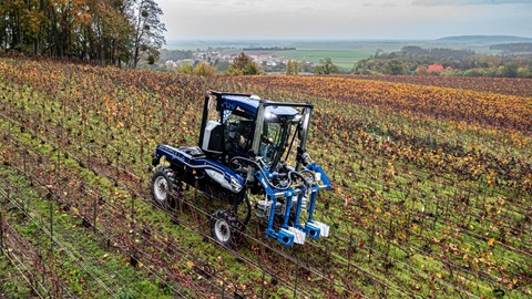 New Holland Straddle Tractor in the vineyards
