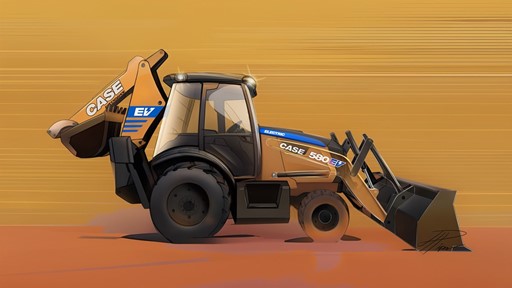 CASE 500EV Electric Backhoe Loader side view