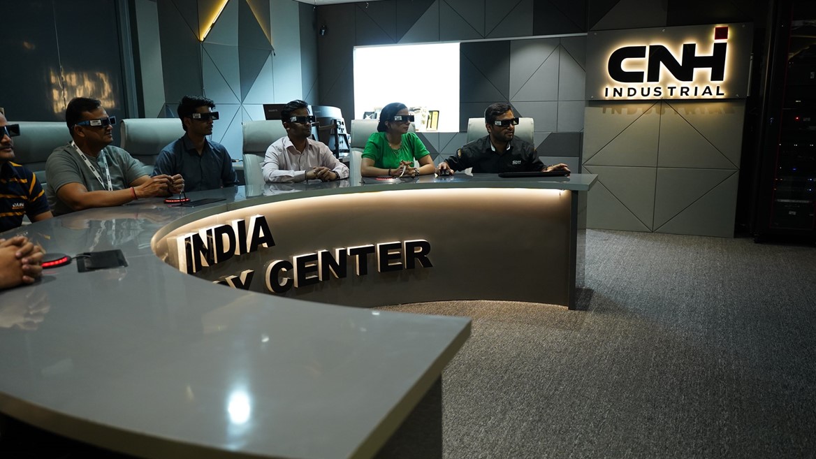 The team wearing VR headsets