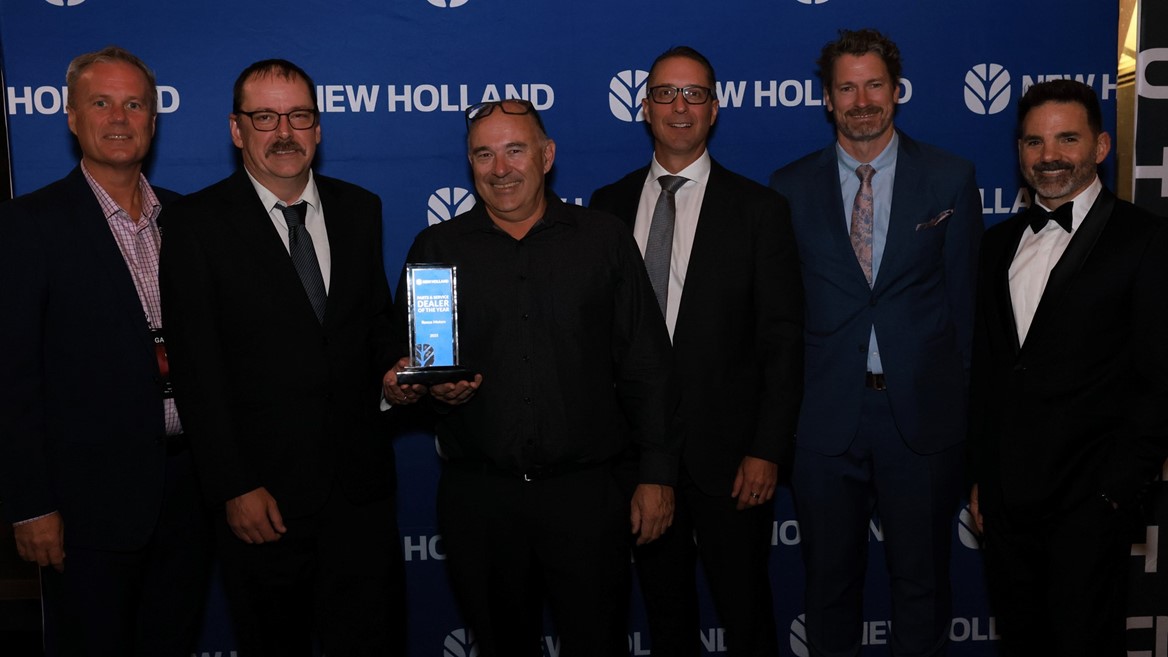 The Ronco Motors team and CNH team celebrating at the Dealer of the Year Awards in Adelaide South Australia