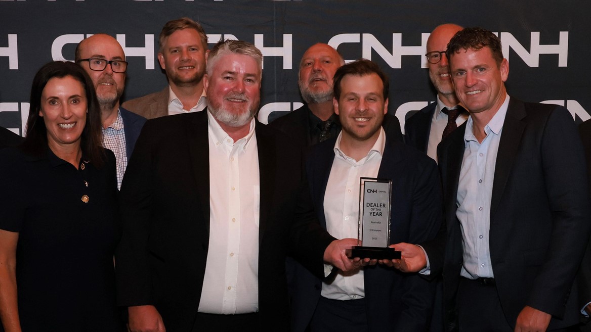 The O Connors team and CNH team celebrating at the Dealer of The Year Awards in Adelaide South Australia