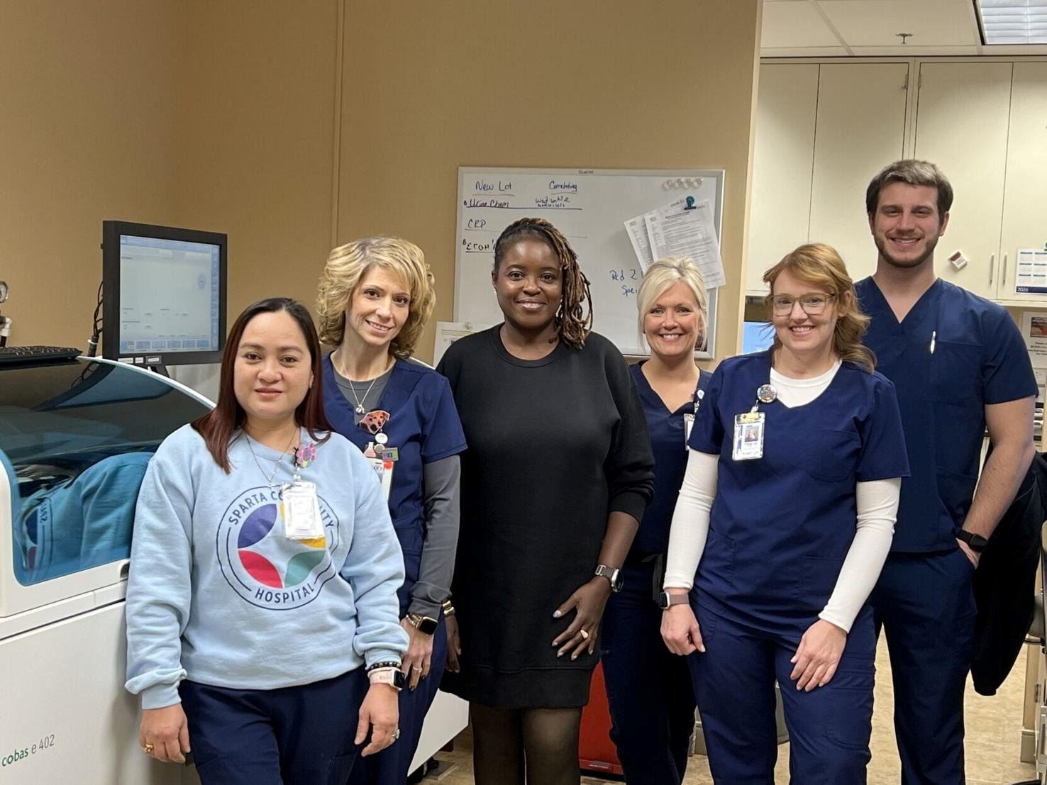 Members of Sparta Hospital lab staff includes Hannah Umali from left lab assistant Christy Otten lab manager