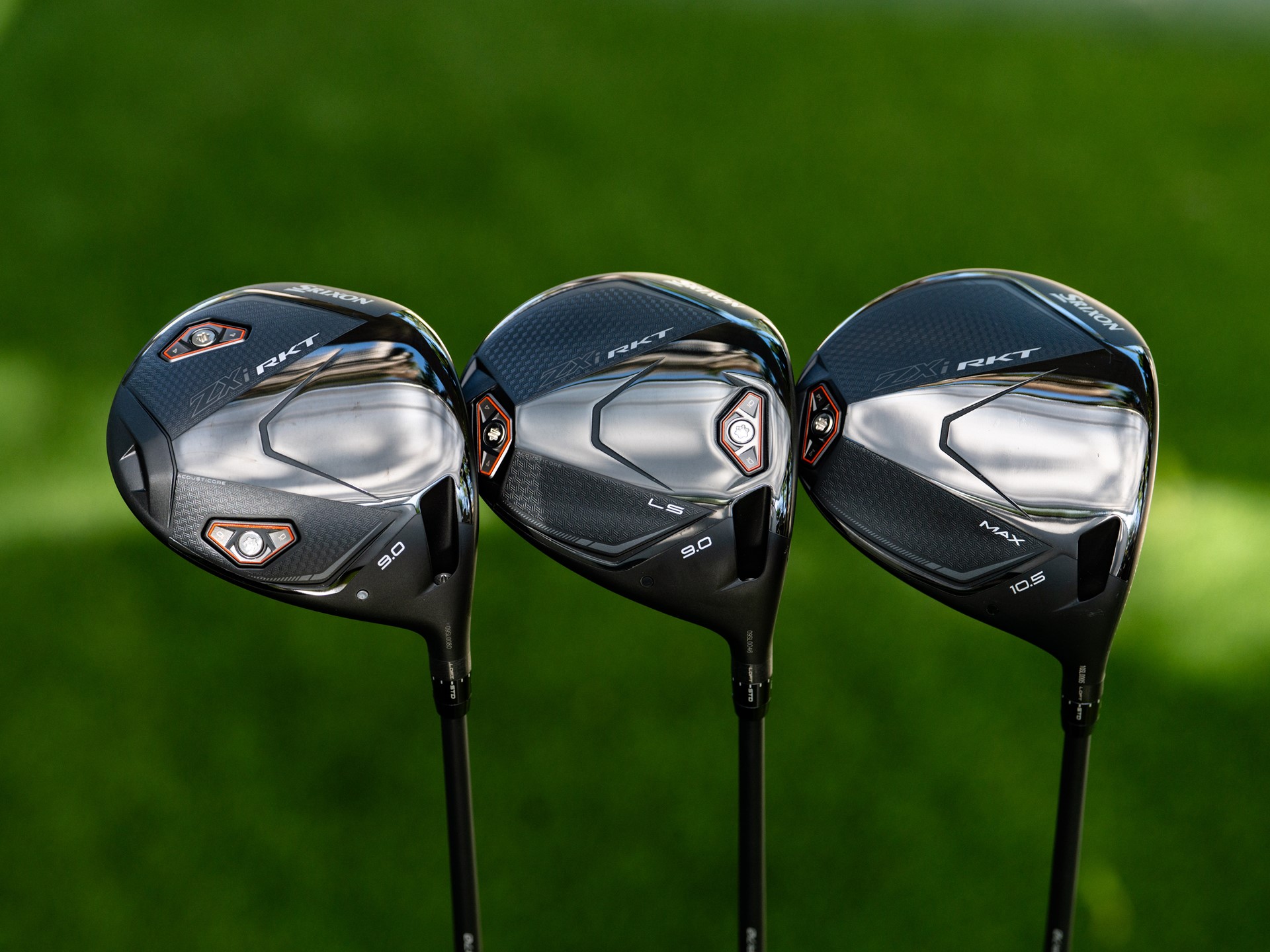The three Srixon ZXi RKT drivers side by side: the standard, LS and MAX heads