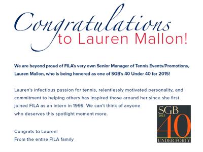 FILA USA's Lauren Mallon Named in SGB's 40 Under 40 List