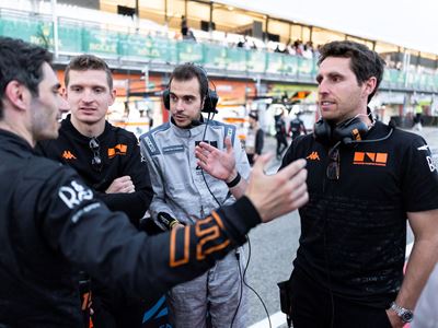 DANI JUNCADELLA RIGHT REGROUPING WITH FELLOW 19 GMR 001 HYPERCAR DRIVERS PAUL LOUP CHATIN LEFT MATHIEU JAMINET