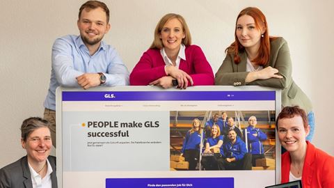 GLS HR Director Anja Herter unten rechts und ihr Team pr sentieren das neue Karriereportal