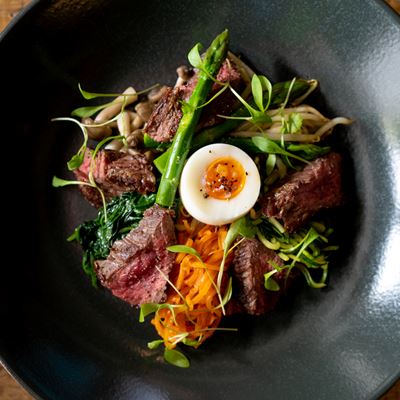 BIBIMBAP (비빔밥) WITH SCOTTISH FILLET OF BEEF, SEASONAL SCOTTISH VEGETABLES AND GOCHUJANG DRESSING