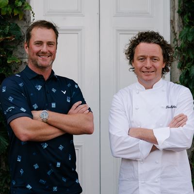MARC WARREN (GOLFER), TOM KITCHIN (CHEF) TASTING