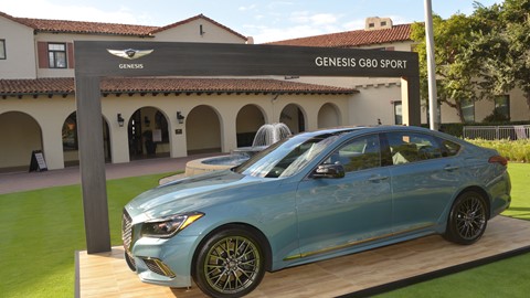GENESIS G80 SPORT IN FRONT OF THE RIVIERA COUNTRY CLUB, HOME OF THE GENESIS OPEN