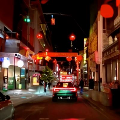 AI generated driving scene Chinatown