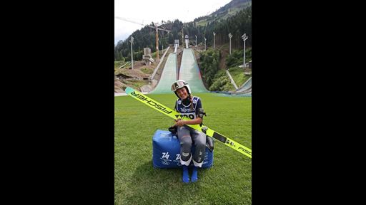 Annika Sieff was the first athlete to jump from the new Predazzo hill