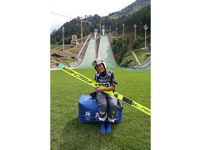 Annika Sieff was the first athlete to jump from the new Predazzo hill