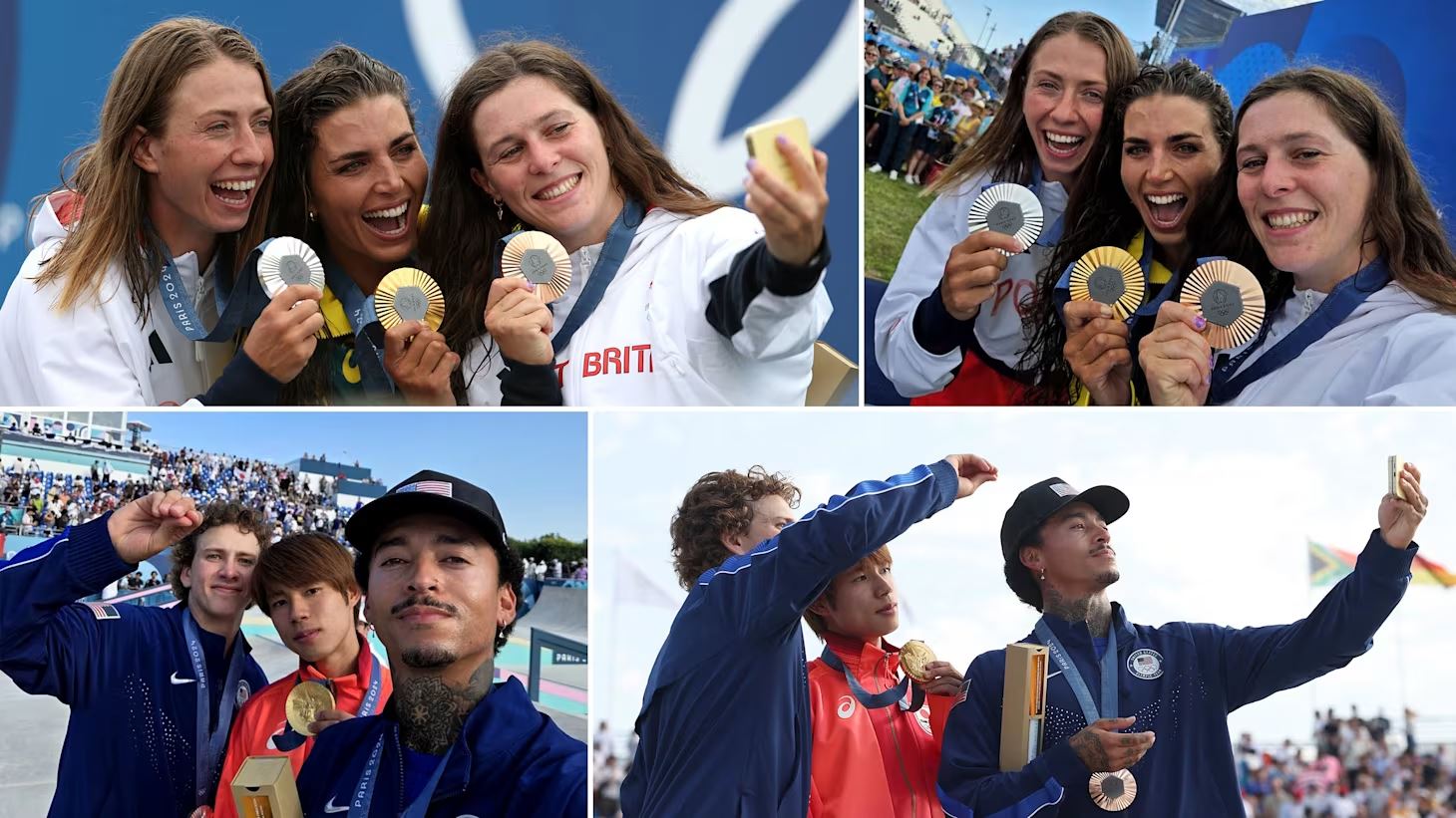 Paris 2024 medallists capturing Victory Selfies thanks to Samsung