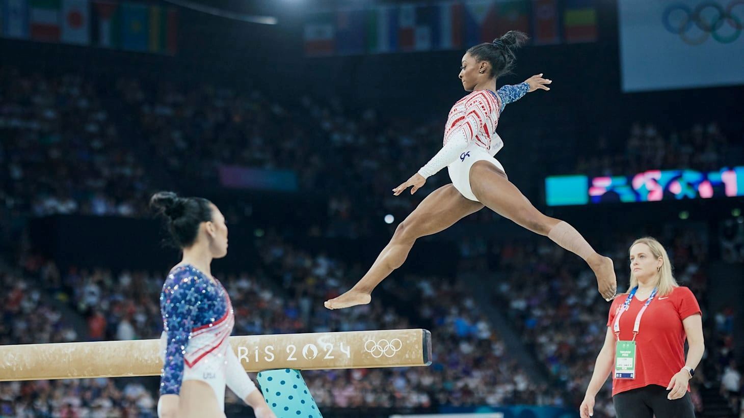 Simone Biles and her coach Cecile Landi