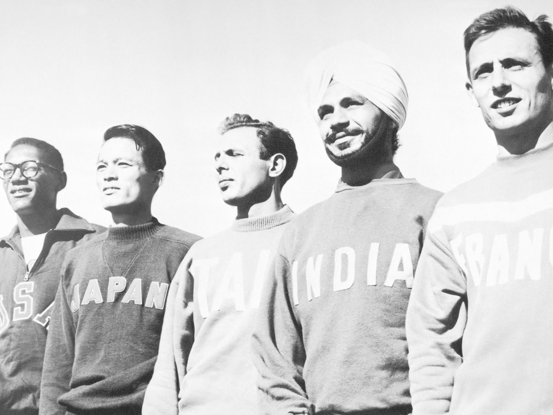 Helsinki 1952 Olympic Games Olympic village The athletes arrive at the Olympic village before the Games Reginald PEA