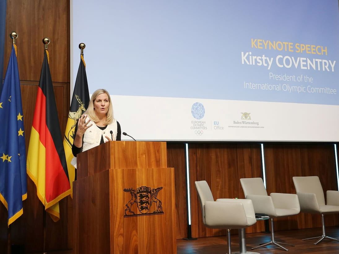 IOC President Coventry at European Evening of Sport Every eligible athlete team and official must be able to take