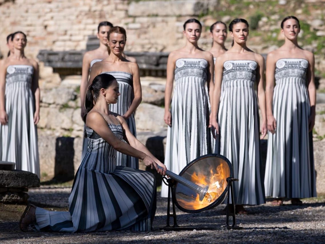 Olympic flame lit in Ancient Olympia