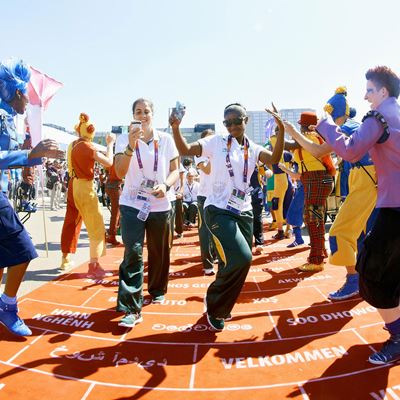 London 2012 Olympic Games Welcome of the athletes at the Olympic Village Arrival of the delegation of South Africa R