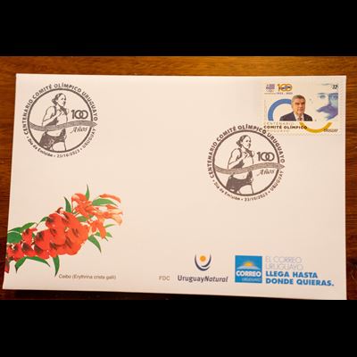 New postage stamp honours the Olympic Movement and the centenary of the Uruguayan NOC