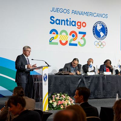 President Bach in South America for the Opening of the Pan Am Games