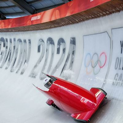 Agnese Campeol THA competing in heat 1 of the Bobsleigh Women s Monobob at the Alpensia Sliding Centre at the Gangwon