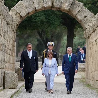 Olympic flame for the Olympic Games Paris 2024 lit in symbolic ceremony in Ancient Olympia