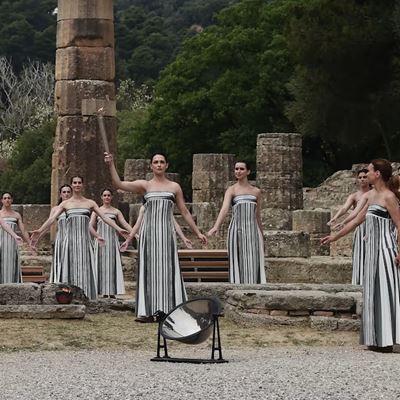 Olympic flame for the Olympic Games Paris 2024 lit in symbolic ceremony in Ancient Olympia