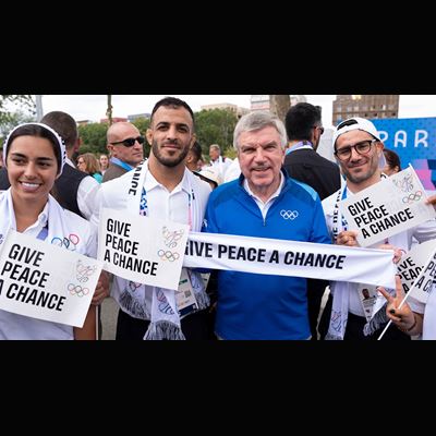 Olympic athletes call for peace from the Olympic Village
