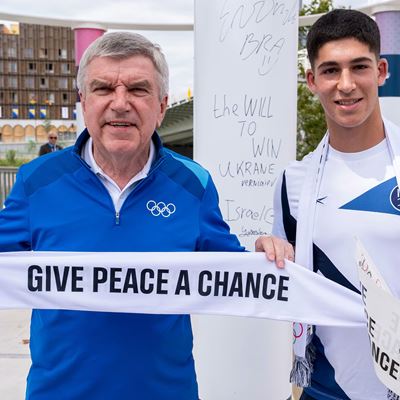 Olympic athletes call for peace from the Olympic Village