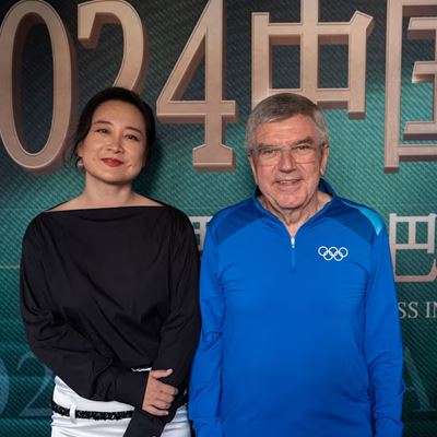 Award winning actress director and producer Jia Ling and IOC President Thomas Bach