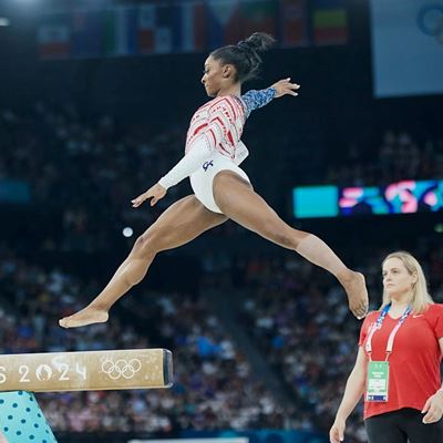 Simone Biles and her coach Cecile Landi