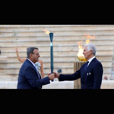 Olympic flame handed over in Athens as it begins journey to Italy for Milano Cortina 2026