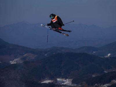 Luke Harrold NZL in action in the Freestyle Skiing Men s Freeski Slopestyle at the Welli Hilli Park Ski Resort at