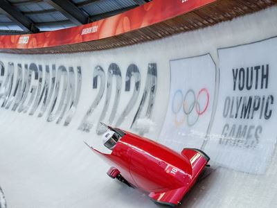 Agnese Campeol THA competing in heat 1 of the Bobsleigh Women s Monobob at the Alpensia Sliding Centre at the Gangwon