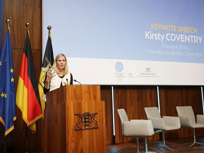 IOC President Coventry at European Evening of Sport Every eligible athlete team and official must be able to take