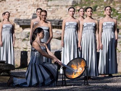Olympic flame lit in Ancient Olympia