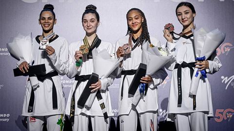 World Taekwondo L to R Santos BRA Khuzina AIN Powell GBR Sadikova UZB