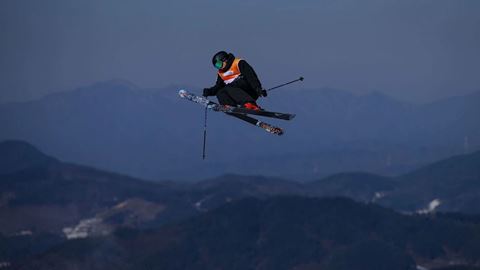 Luke Harrold NZL in action in the Freestyle Skiing Men s Freeski Slopestyle at the Welli Hilli Park Ski Resort at