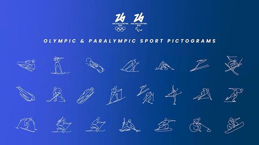【Olympic Airways】機内誌『モーション（Motion）』30周年 Milano Cortina 2026 “Look of the Games” and sports pictograms