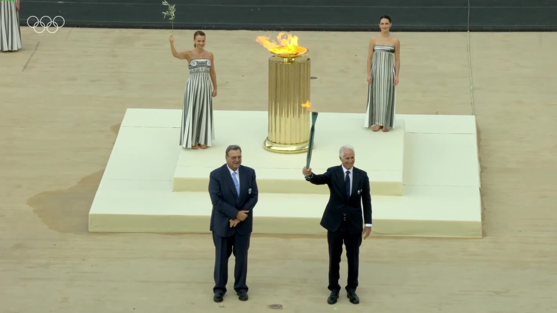 Olympic flame handed over in Athens as it begins journey to Italy for Milano Cortina 2026