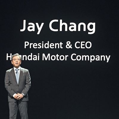 Jaehoon Chang, President and CEO of Hyundai Motor Company, giving remarks at the groundbreaking ceremony