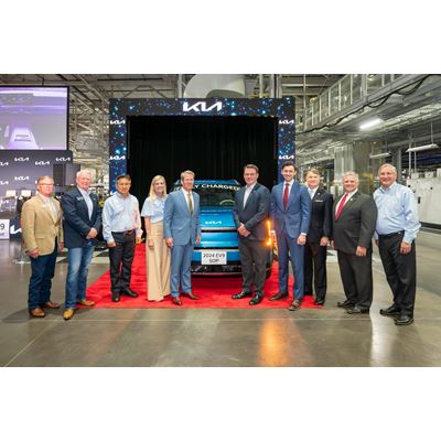 On Thursday Kia Georgia Inc held a Start of Production ceremony for the all electric 2025 Kia EV9 SUV Pictured