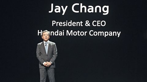 Jaehoon Chang, President and CEO of Hyundai Motor Company, giving remarks at the groundbreaking ceremony