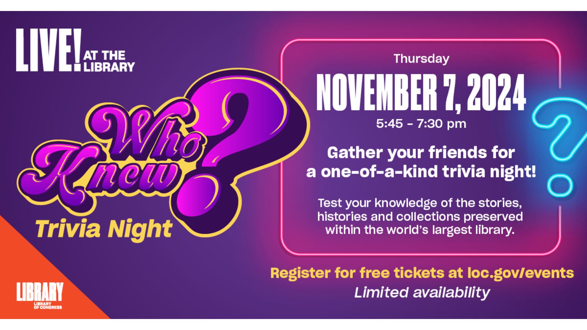 Library To Host Trivia Night During Live At the Library in November