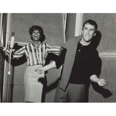 Photo of Dionne Warwick and Burt Bacharach in a recording studio