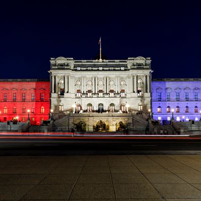 Jefferson Building in Red White and Blue