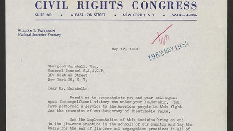 Letter to Thurgood Marshall on Brown v Board of Education