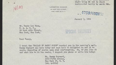 Langston Hughes Letter