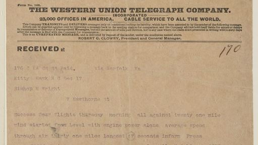 orville-wright-to-bishop-milton-wright.-telegram--december-1903